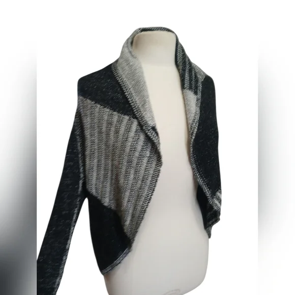 CAbi Black and Gray Open Front Cardigan - Picture 3 of 10